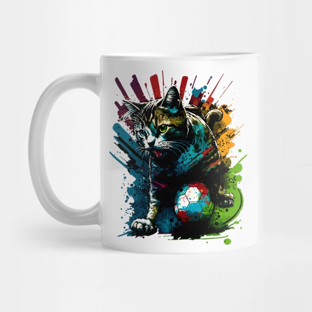 Cute Cat Sports Player Soccer Futball Football - Graphiti Art Graphic Trendy Holiday Gift by MaystarUniverse